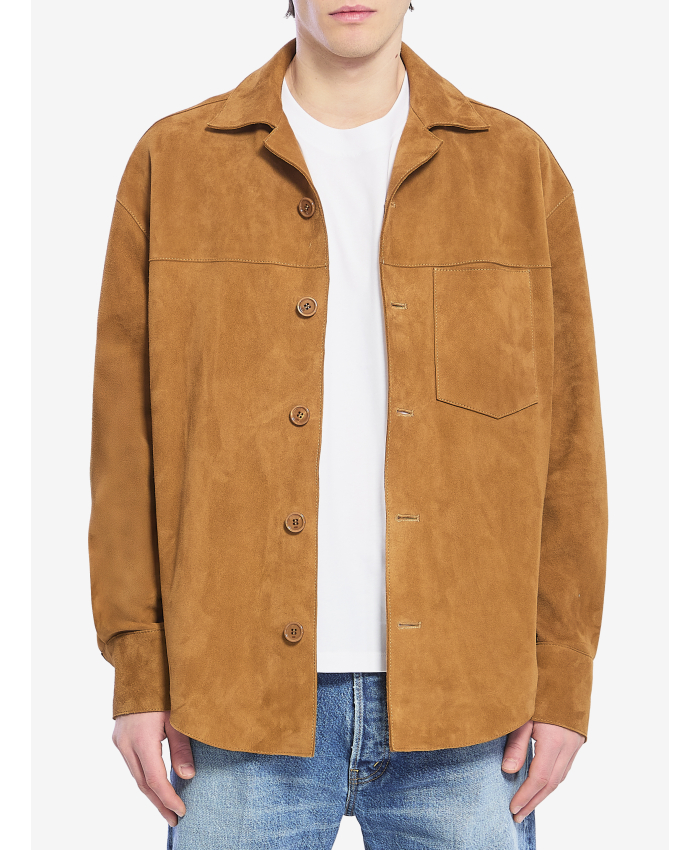 AMI PARIS - Overshirt in pelle scamosciata