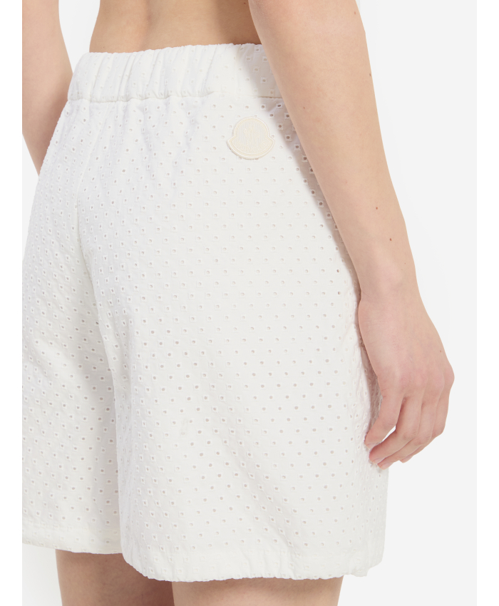 MONCLER - Shorts in popeline di cotone e San Gallo