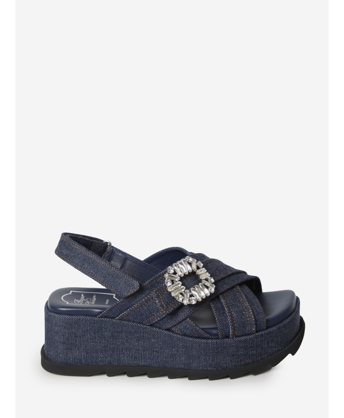 ROGER VIVIER - Sandali con zeppa in denim