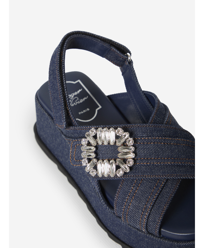 ROGER VIVIER - Sandali con zeppa in denim