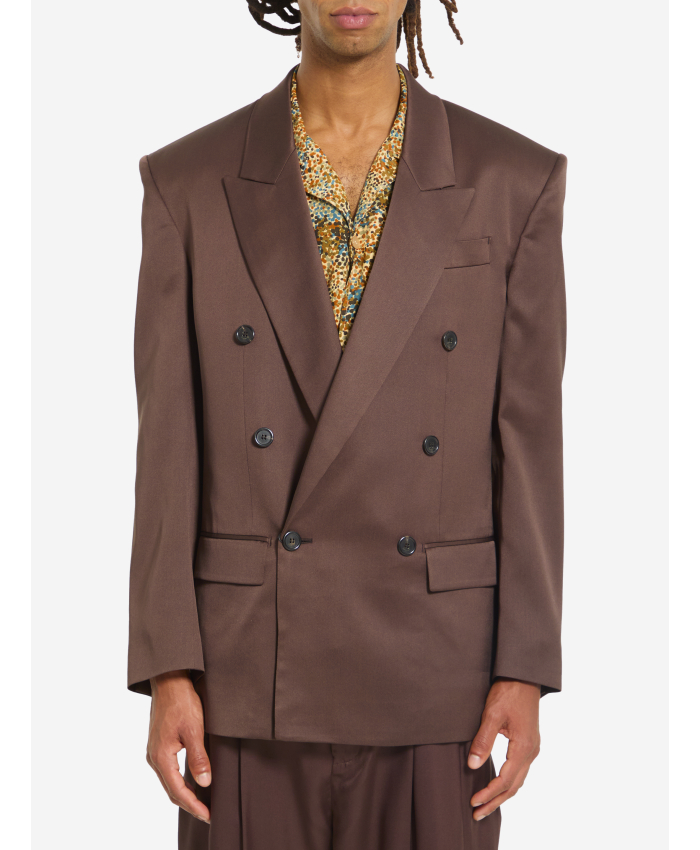 SAINT LAURENT - Giacca doppiopetto in raso di seta
