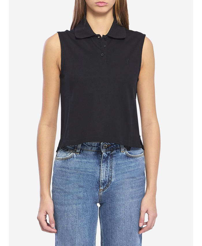 SAINT LAURENT - Polo Cassandre in piquet di cotone