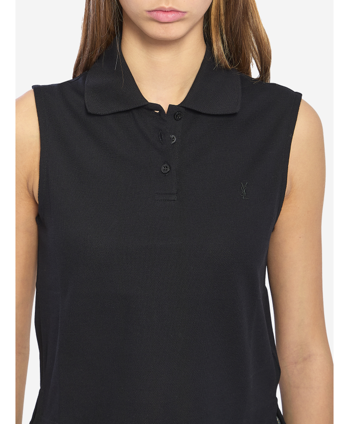 SAINT LAURENT - Polo Cassandre in piquet di cotone